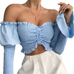 Women's One-shoulder drawstring shirt
