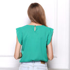 Women's chiffon t-shirt Solid color short-sleeved shirt