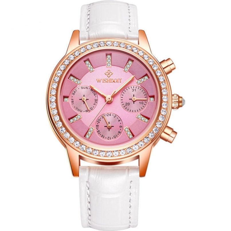 WISHDOIT Horloge voor meisjes, waterdicht roestvrij staal, modekalender, glow in the dark, dameshorloge met quartz analoog en elegant polshorloge