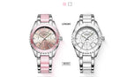 LONGBO Female models three eyes ceramic steel belt watch waterproof luminous quartz ladies watch