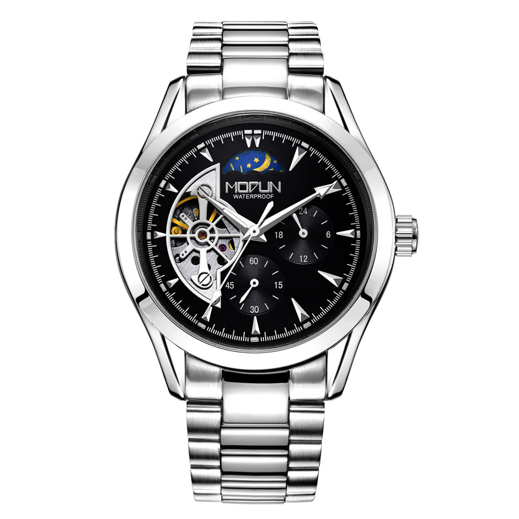 Orologio meccanico automatico da uomo a sei lancette e tre contatori