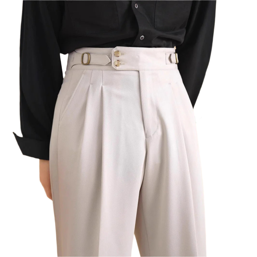 Autumn Paris Buckle Double Knife Suit Pants Men's
