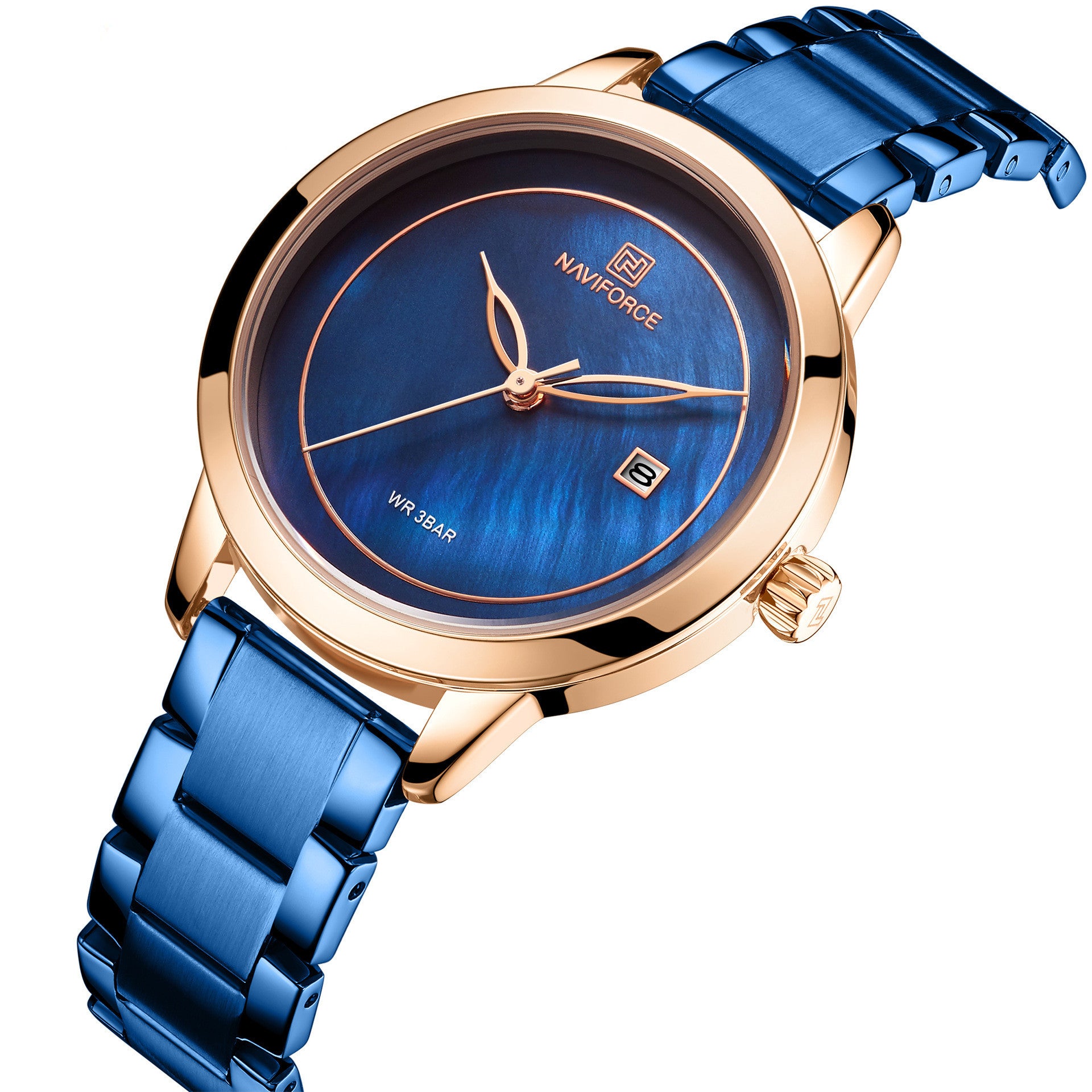 NAVIFORCE Modieuze dameshorloges met quartzhorloge, eenvoudige chronograaf, datum, waterdicht, luxe merkhorloge voor dames