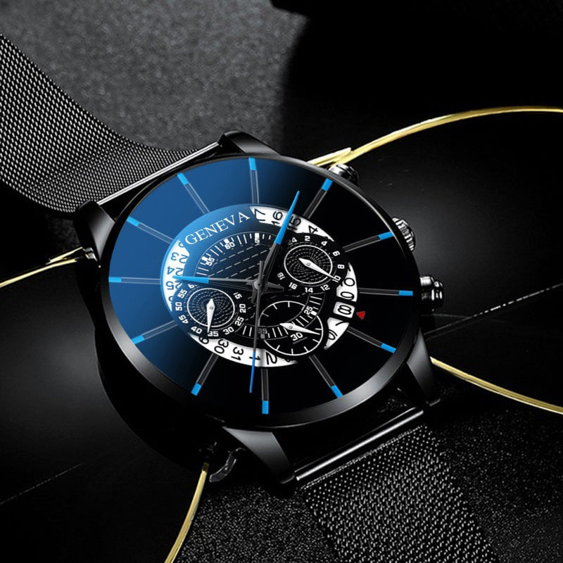 GINEVRA Men's Wrist Watch Military Stainless Steel Casual Date Analog Quartz Watch