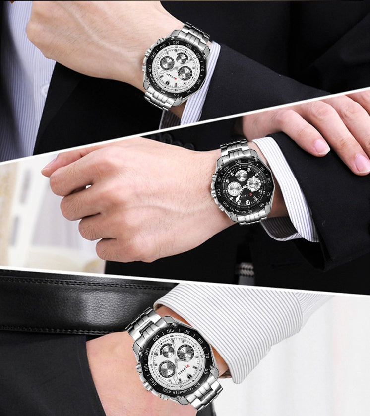 Fashion Trend Three-eye Watch Upscale Men's Steel Watch