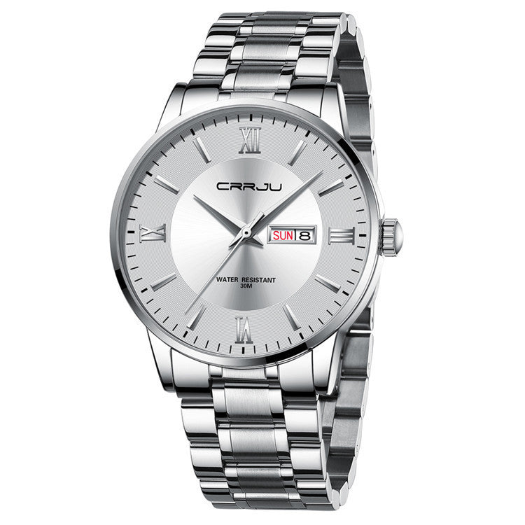 CRRJU Men's Classic Fashion Watch Automatic Quartz Movement Steel Band Waterproof Man Watch - Acquisti Online