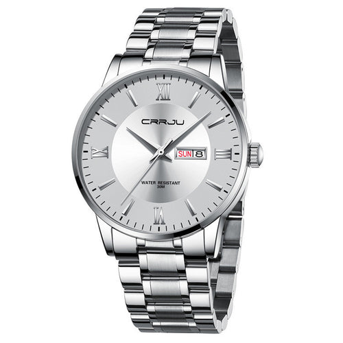 CRRJU Men's Classic Fashion Watch Automatic Quartz Movement Steel Band Waterproof Man Watch - Acquisti Online