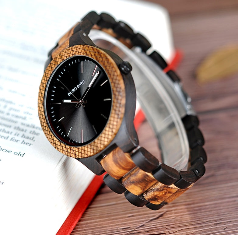 BOBO BIRD Houten Quartz Horloge Horloges met Lichtgevende Wijzers in Houten Modieus Waterdicht Quartz Horloge 