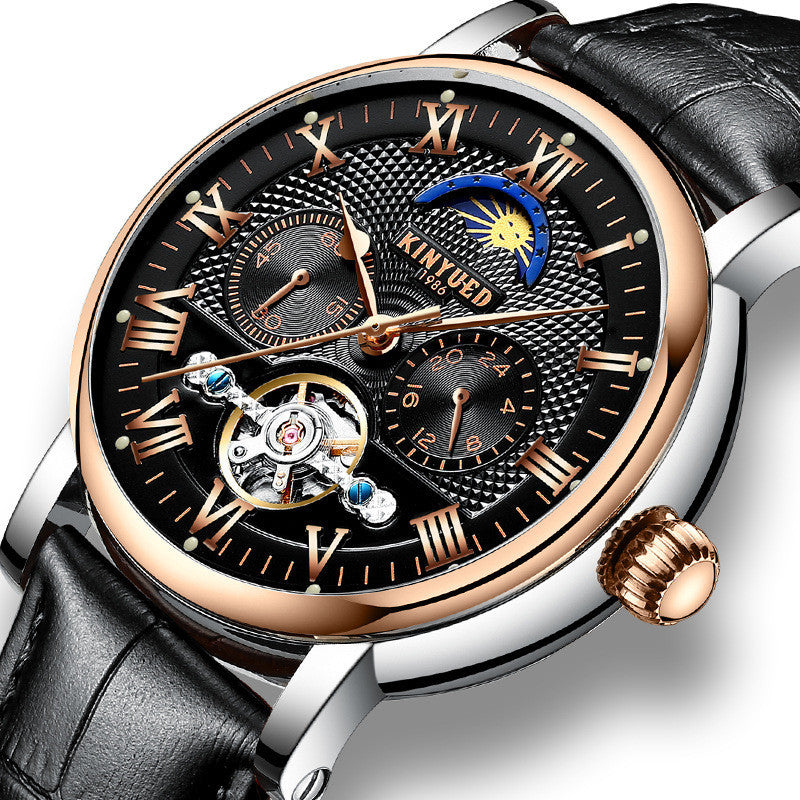Orologi da polso da uomo alla moda con tourbillon vuoto, orologio da polso meccanico automatico