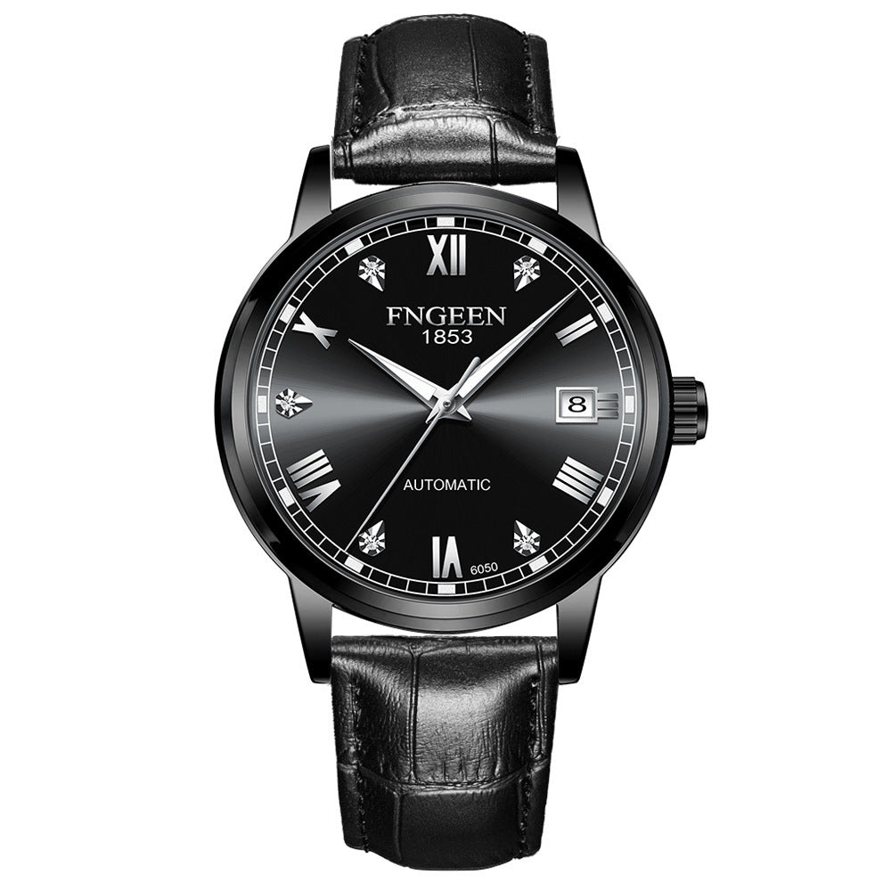 FNGEEN Top Brand Luxury Fashion Green Mechanical Watch for Men Stainless Steel Waterproof Sports Automatic Calendar Men's Watch - Acquisti Online