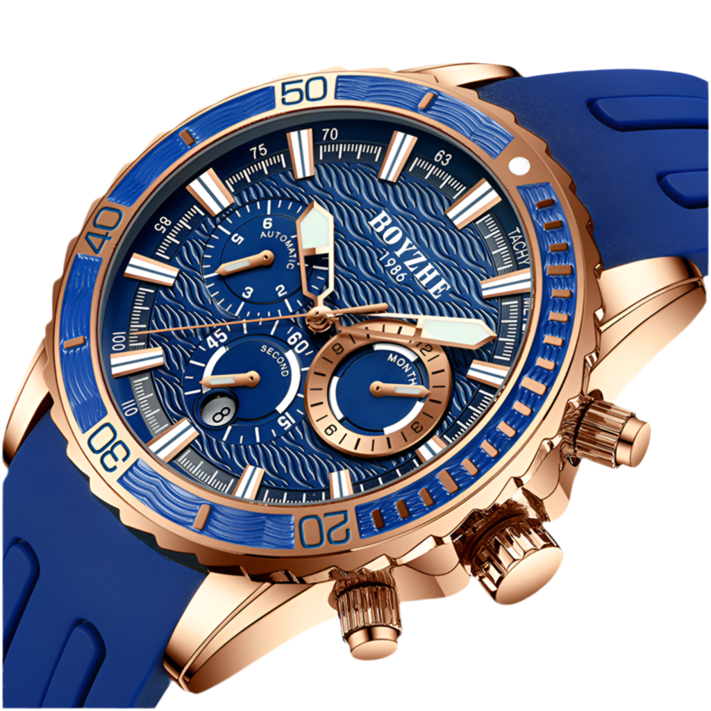 Orologio da uomo multifunzione con cinturino in silicone, orologio meccanico