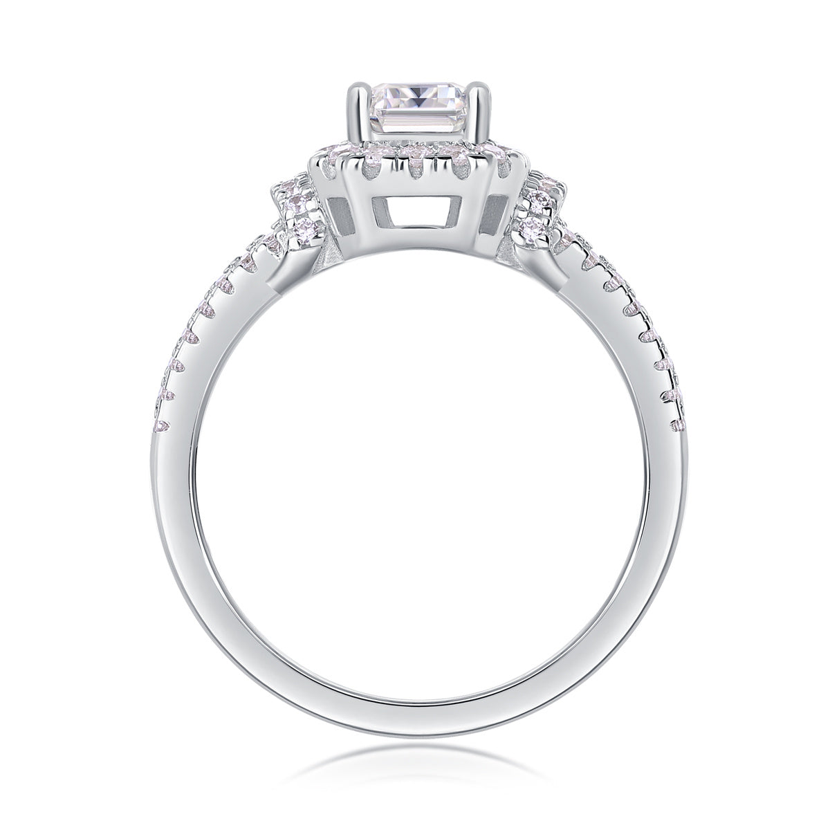 Square Luxury Diamond Ring Fashion Moissanite Silver Ring