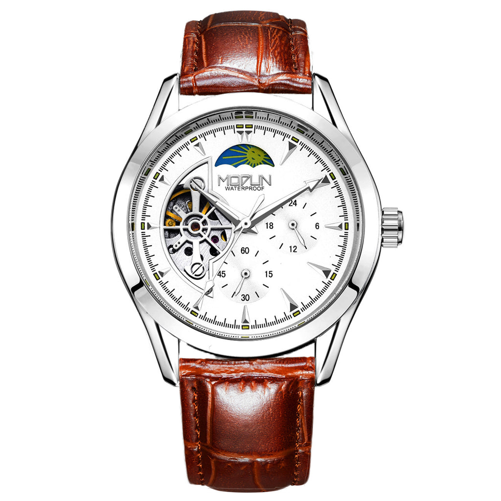 Orologio meccanico automatico da uomo a sei lancette e tre contatori