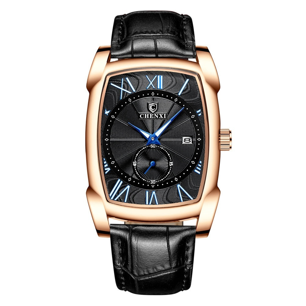 CHENXI Brand Vintage Men's Watch Retro Genuine Leather Strap Watches Roman Numerals Antique Square Men's Watches Waterproof Men's Luminous Calendar Fashion Quartz Watch - Acquisti Online
