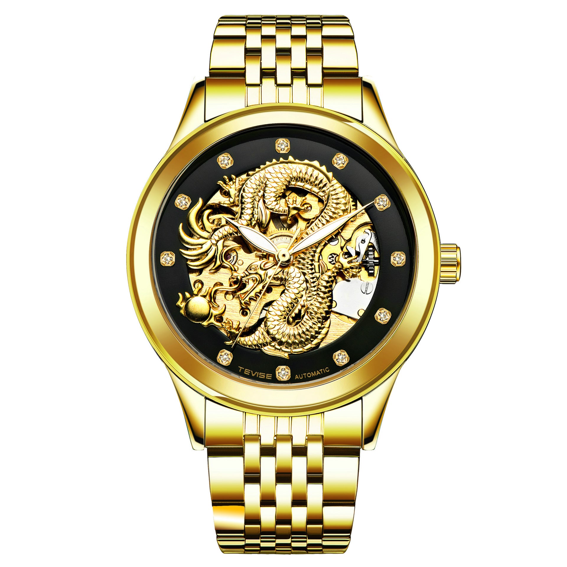 Orologio meccanico Jinlong impermeabile e luminoso da uomo, modello Burst