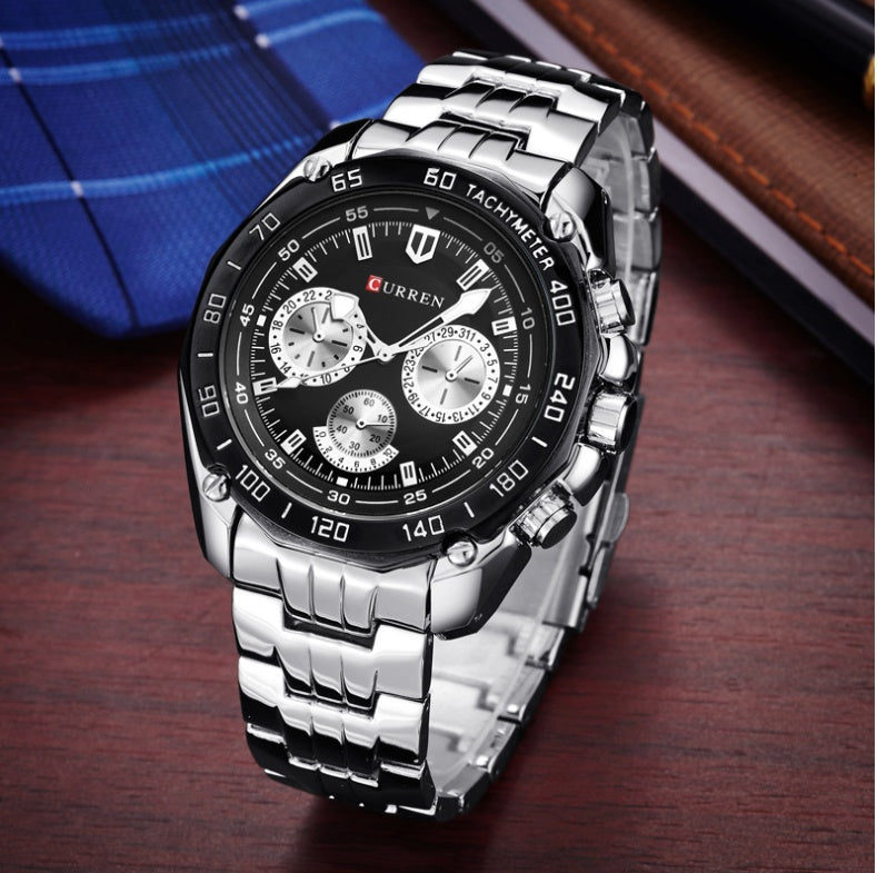 Fashion Trend Three-eye Watch Upscale Men's Steel Watch