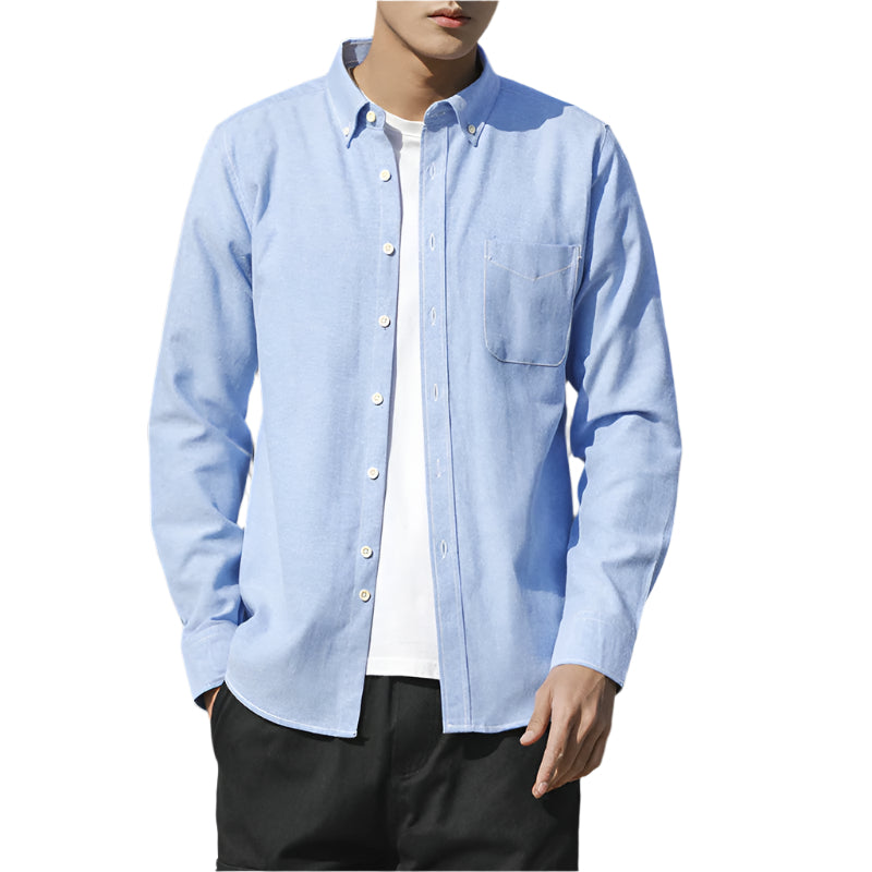 Men's Fashionable Casual Shirt Slim Fit Solid Color Cotton Fiber Shirt Long Sleeve Shirt Men's Casual Fashion Shirt