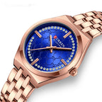CURREN Women's Quartz Watch Luxury Diamond Stainless Steel Strap Waterproof Small Dial Ladies Casual Watches