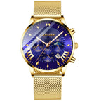 Men's Crnaira Men Watch Stainless Steel Quartz Watches Calendar Luminous Fashion Imitation Three-eye Waterproof Quartz Watch