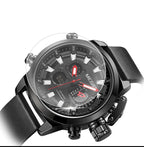 Multifunctionele wekker lichtgevend leren quartzhorloge