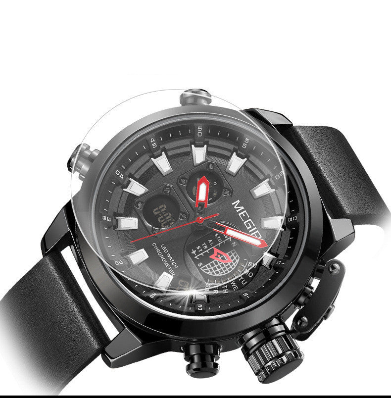 Orologio al quarzo in pelle luminosa con sveglia multifunzionale
