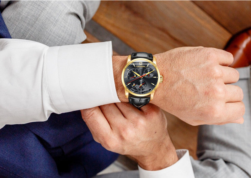 Man Automatic Leather Band Waterproof Sports Watch - Acquisti Online