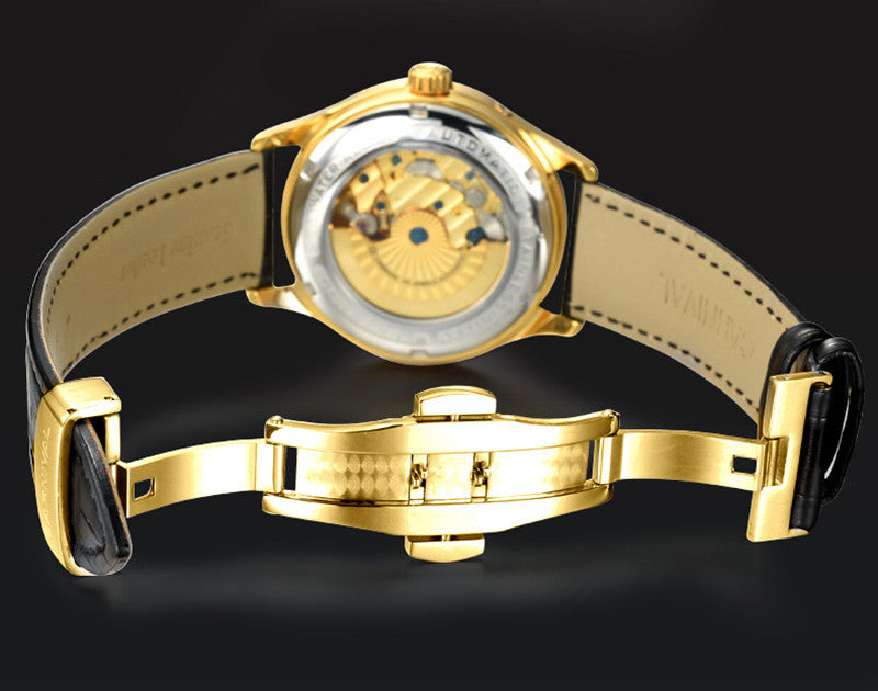 Man Automatic Leather Band Waterproof Sports Watch - Acquisti Online