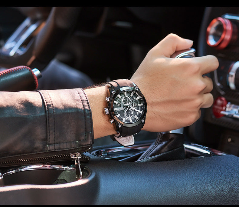 MEGIR Mens Quartz Analog Sports Watch Luminous Chronograph Silicone Band Men's Quartz Sports Watch