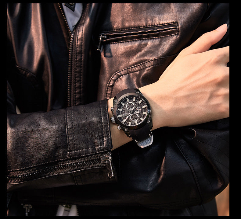 MEGIR Mens Quartz Analog Sports Watch Luminous Chronograph Silicone Band Men's Quartz Sports Watch