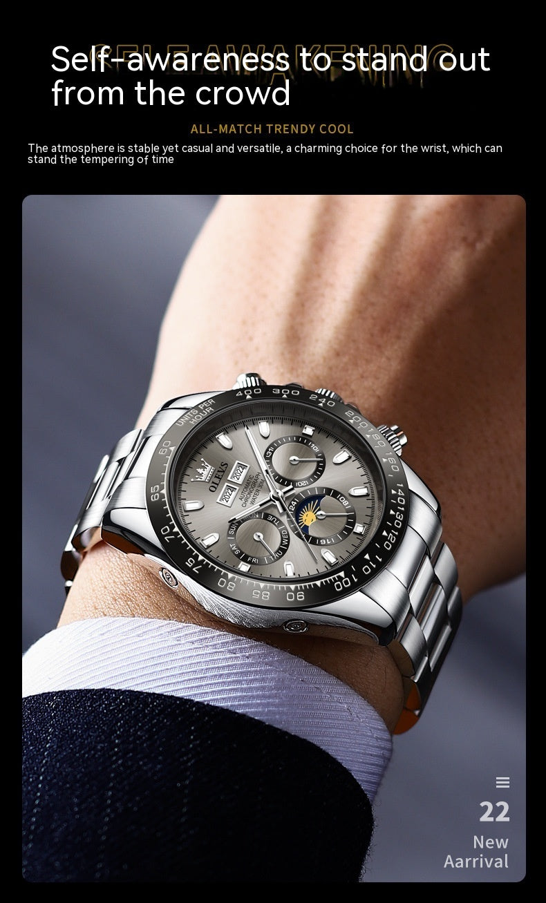 OLEVS 6654 Good Quality Men Watches the Chase OEM Stainless Steel Luxury Brand Sport Luminous Waterproof Tourbillon Watch