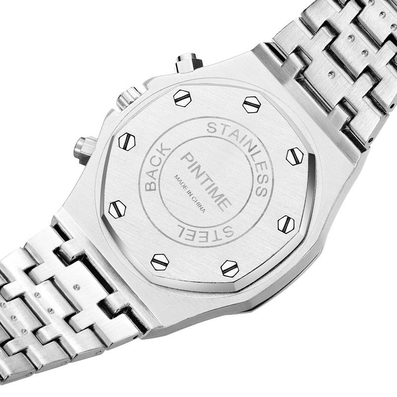 PINTIME Orologi da polso cronografo da uomo alla moda con movimento al quarzo, orologi da polso al quarzo impermeabili