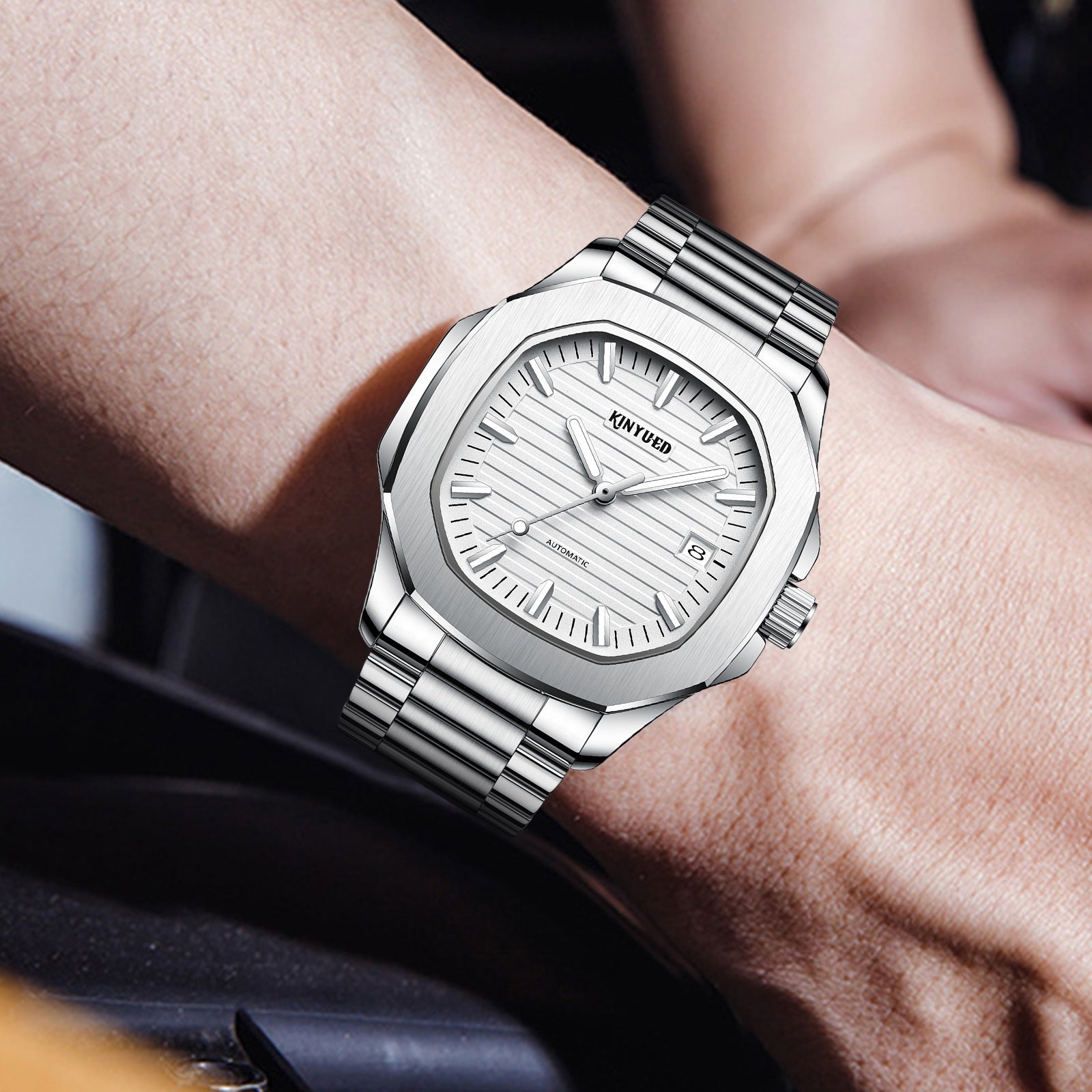 KINYUED J111 Man Business Casual Steel Band Automatic Watch - Acquisti Online