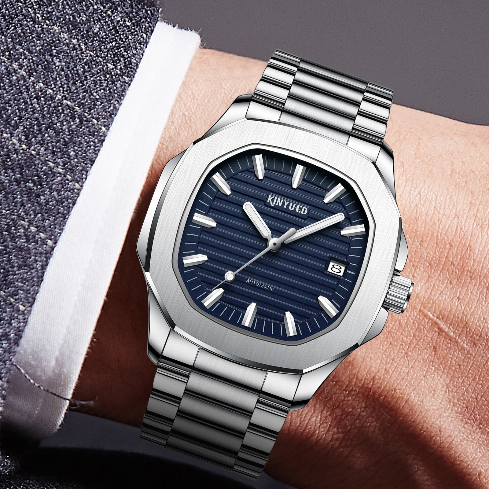 KINYUED J111 Man Business Casual Steel Band Automatic Watch - Acquisti Online