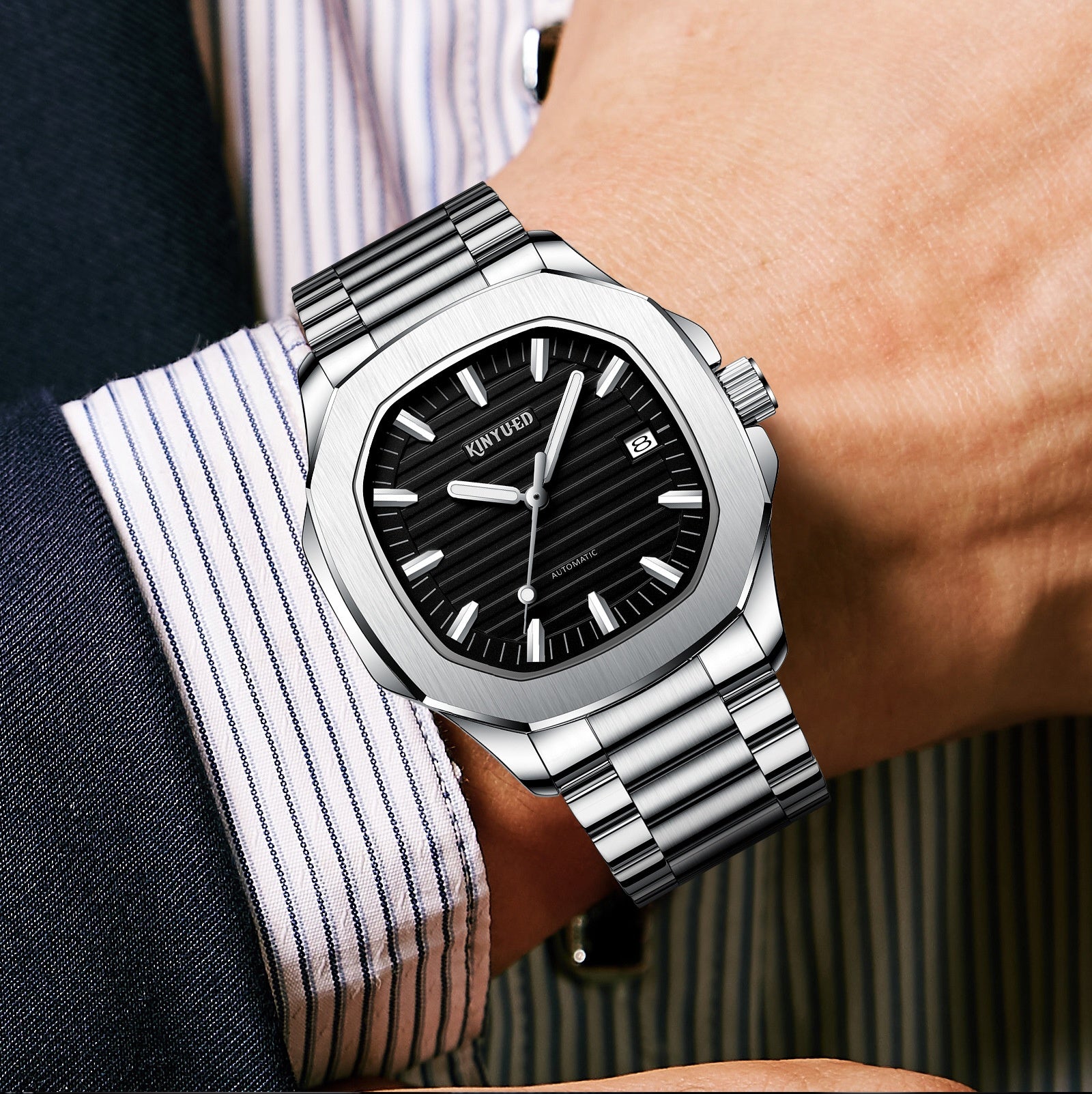 KINYUED J111 Man Business Casual Steel Band Automatic Watch - Acquisti Online