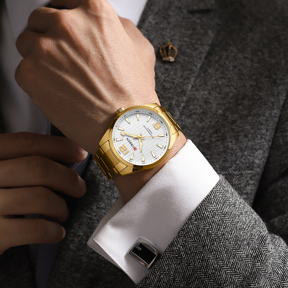 Curren Men's Business Casual Fashion Watch Automatic Quartz Movement Steel Band Waterproof Man Watch - Acquisti Online