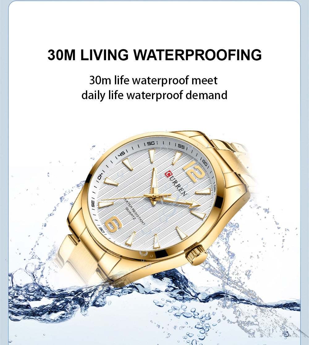 Curren Men's Business Casual Fashion Watch Automatic Quartz Movement Steel Band Waterproof Man Watch - Acquisti Online