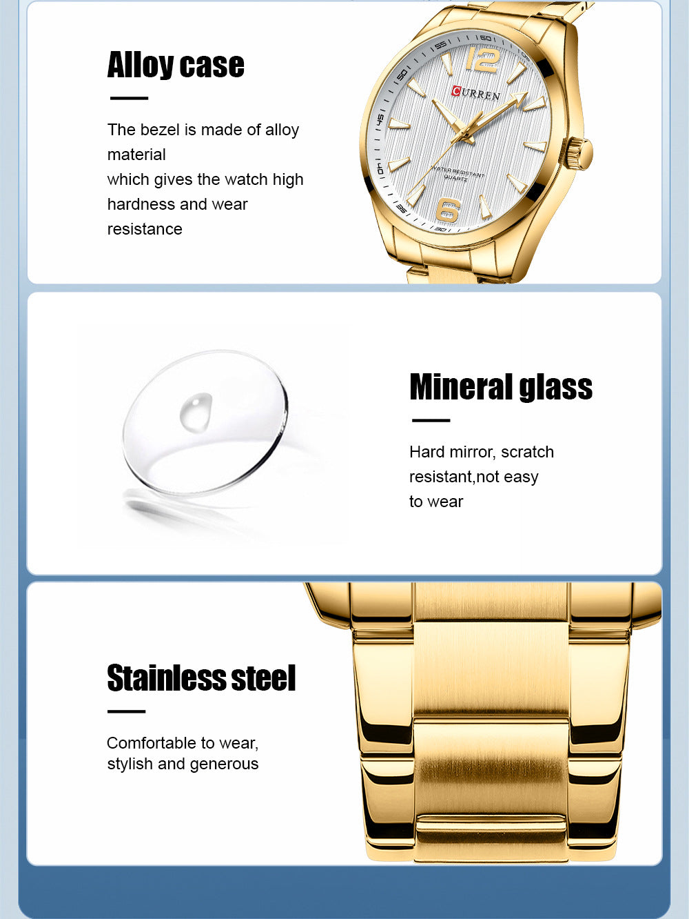 Curren Men's Business Casual Fashion Watch Automatic Quartz Movement Steel Band Waterproof Man Watch - Acquisti Online