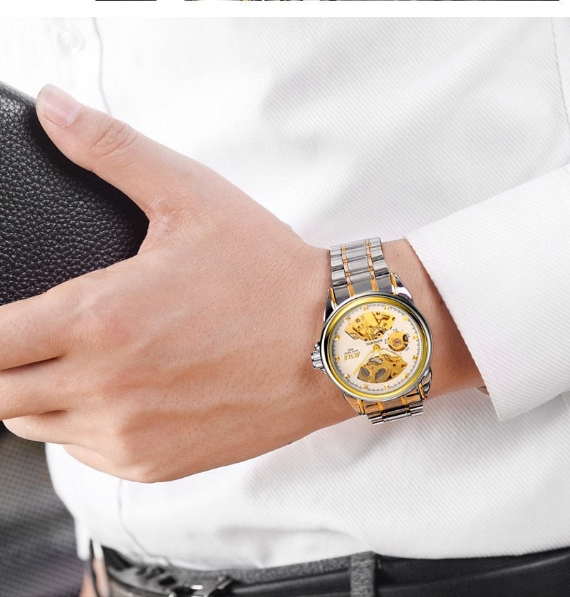 Men's Fashionable Automatic Mechanical Movement Watch Steel Band Waterproof Man Classic Fashion Watch - Acquisti Online