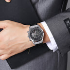 Man Business Casual Fashion Watch Automatic Quartz Movement Leather Band Business Men Watch - Acquisti Online