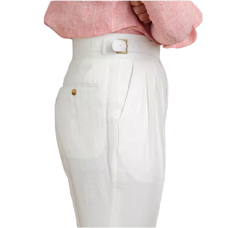 Men's Fashionable Casual Retro Breathable Cotton And Linen High Waist Straight-leg Pants Men's Casual Formal Pants