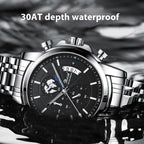 Stalen band, quartz, lichtgevend, waterdicht, mechanisch herenhorloge