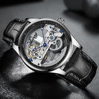 AILANG Man Hollow Transparent Automatic Leather Strap Skeleton Watch - Acquisti Online