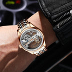 AILANG Man Hollow Transparent Automatic Leather Strap Skeleton Watch - Acquisti Online