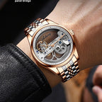 AILANG Man Hollow Transparent Automatic Leather Strap Skeleton Watch - Acquisti Online