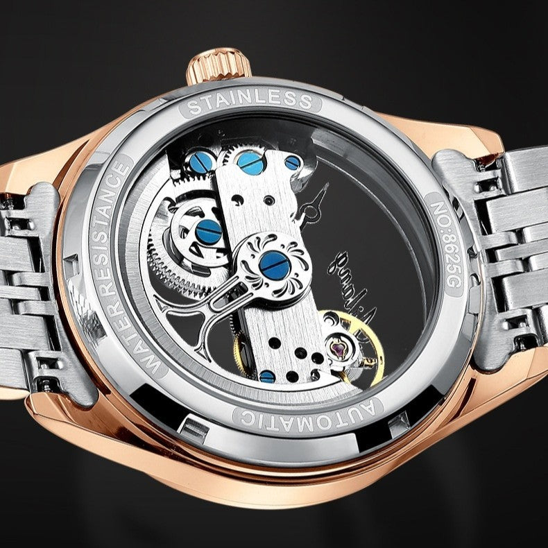 AILANG Man Hollow Transparent Automatic Leather Strap Skeleton Watch - Acquisti Online