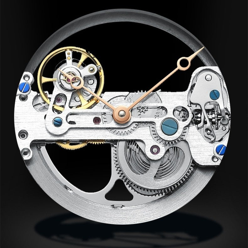 AILANG Man Hollow Transparent Automatic Leather Strap Skeleton Watch - Acquisti Online