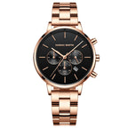 Hannah Martin Women Quartz Watch Three Eye Six Needle Chronograph Calendar Quartz Watch Waterproof Women Quartz Watch