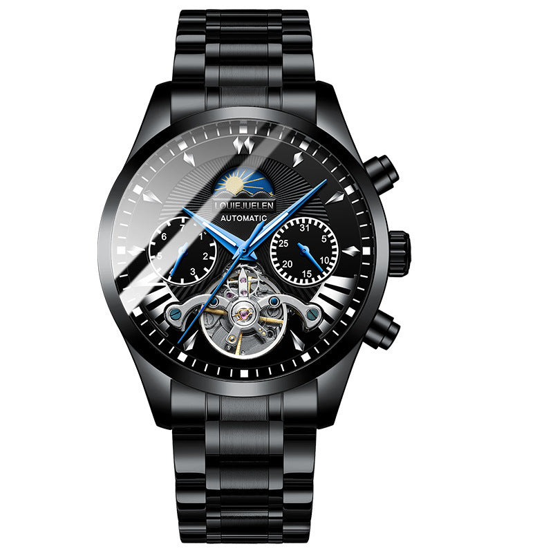 AILANGITEM Men's Business Casual Watch Automatic Mechanical Waterproof Watch Steel Band Fashion Man Watch - Acquisti Online