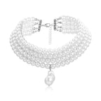 Women Necklace Fashion Simple Ladies Exquisite Temperament Multi Layers Pearl Pendant Clavicle Chain