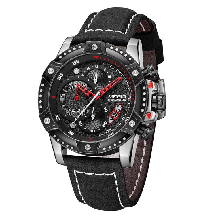 Heren quartzhorloge, casual, modieus leren horloge